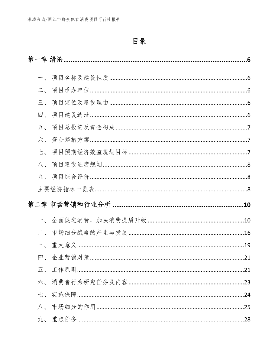 同江市群众体育消费项目可行性报告（范文）_第1页