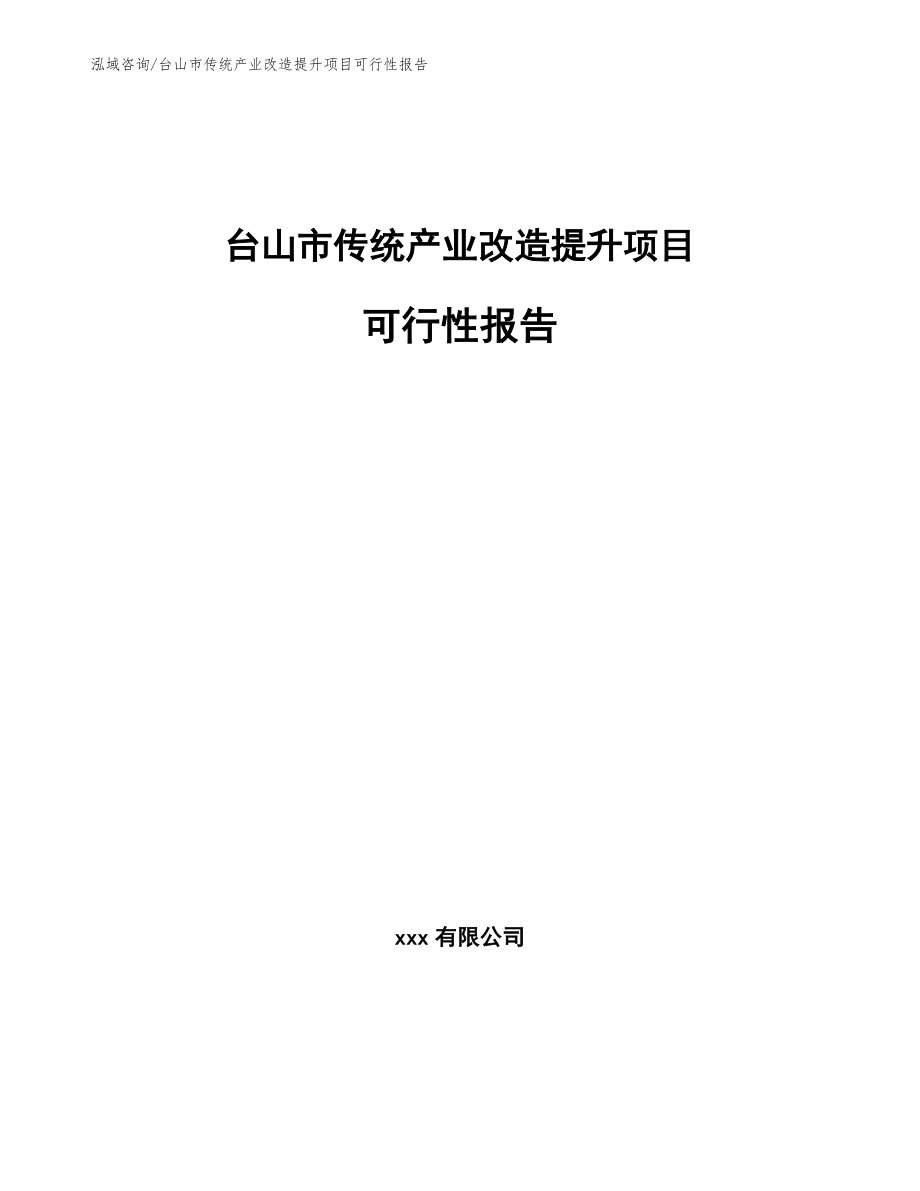 台山市传统产业改造提升项目可行性报告_第1页