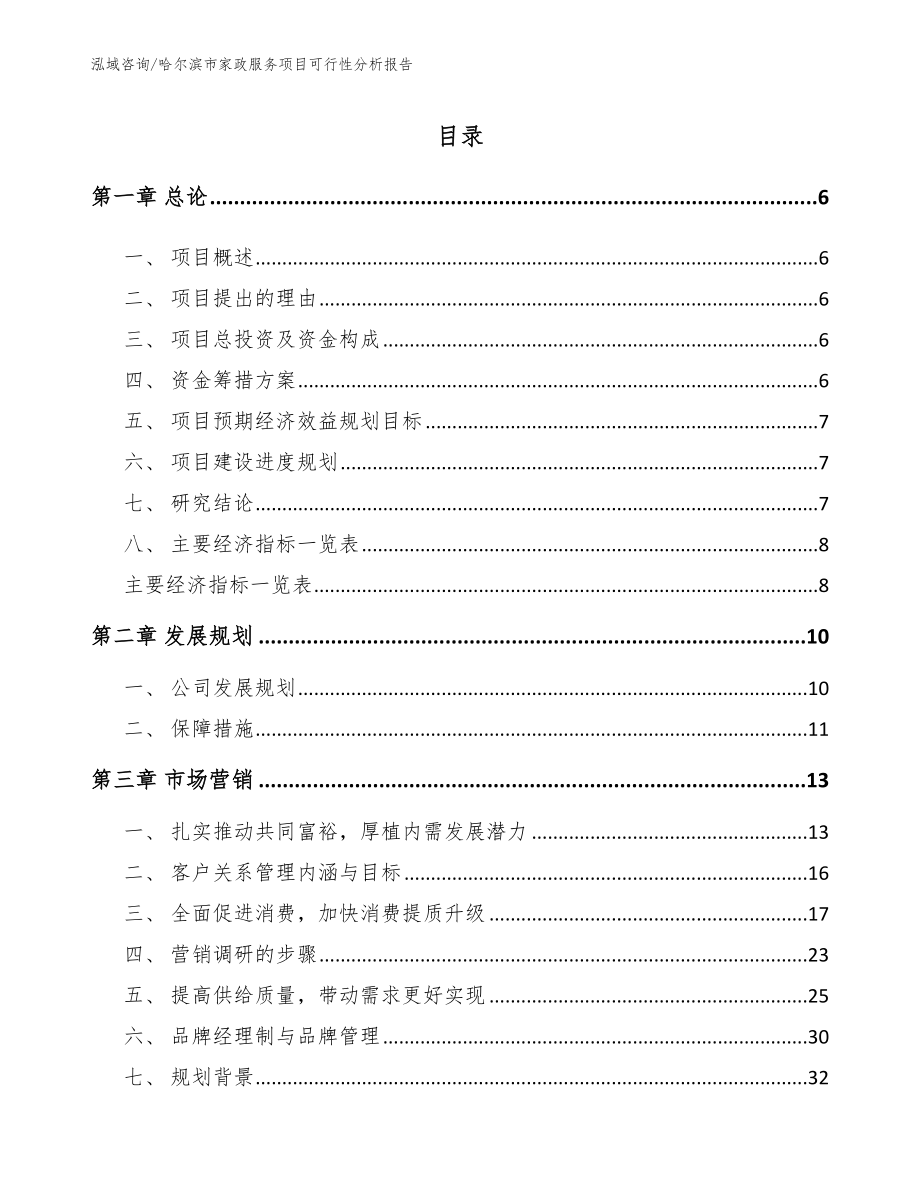 哈尔滨市家政服务项目可行性分析报告【模板范文】_第1页