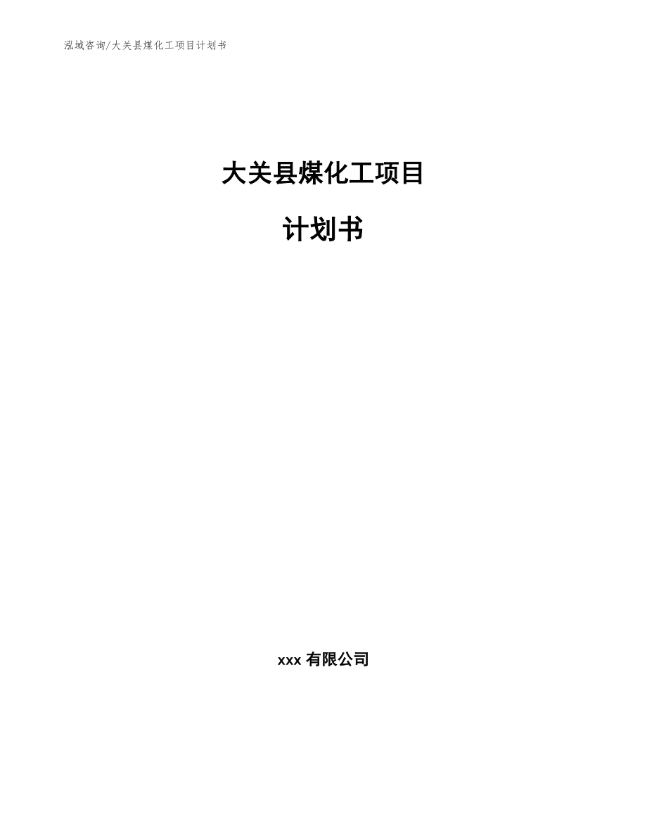 大关县煤化工项目计划书_第1页