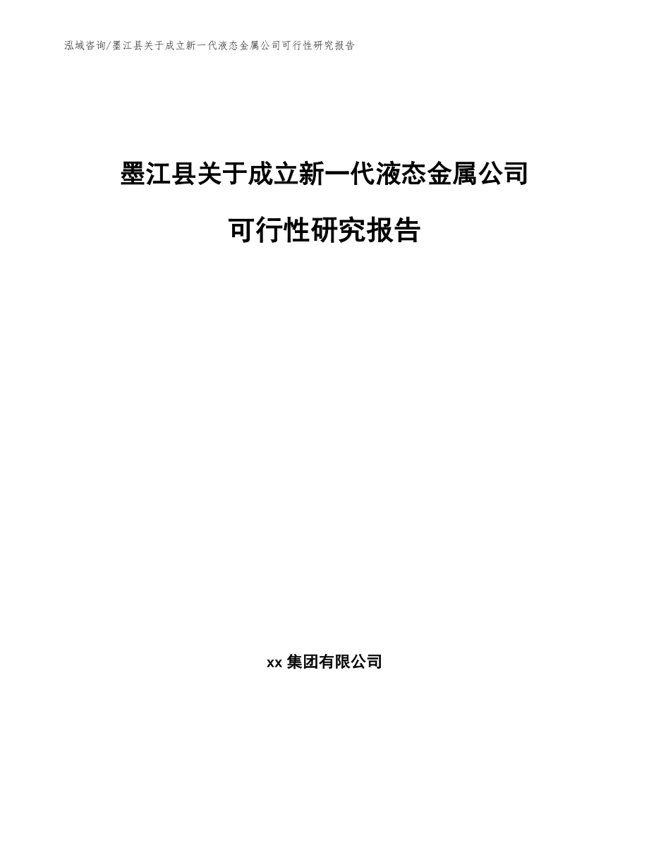 墨江县关于成立新一代液态金属公司可行性研究报告_范文_第1页