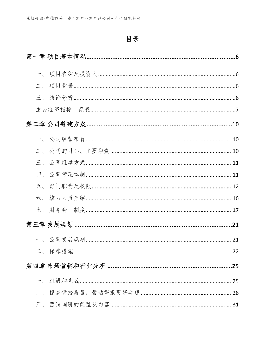 宁德市关于成立新产业新产品公司可行性研究报告_模板范本_第1页