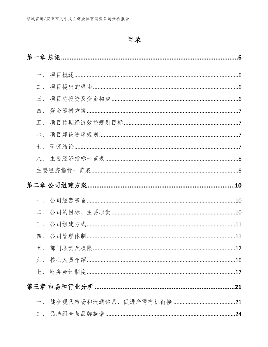 安阳市关于成立群众体育消费公司分析报告（模板参考）_第1页