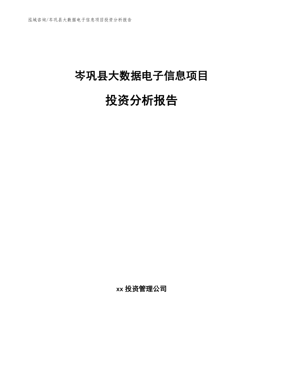 岑巩县大数据电子信息项目投资分析报告_第1页