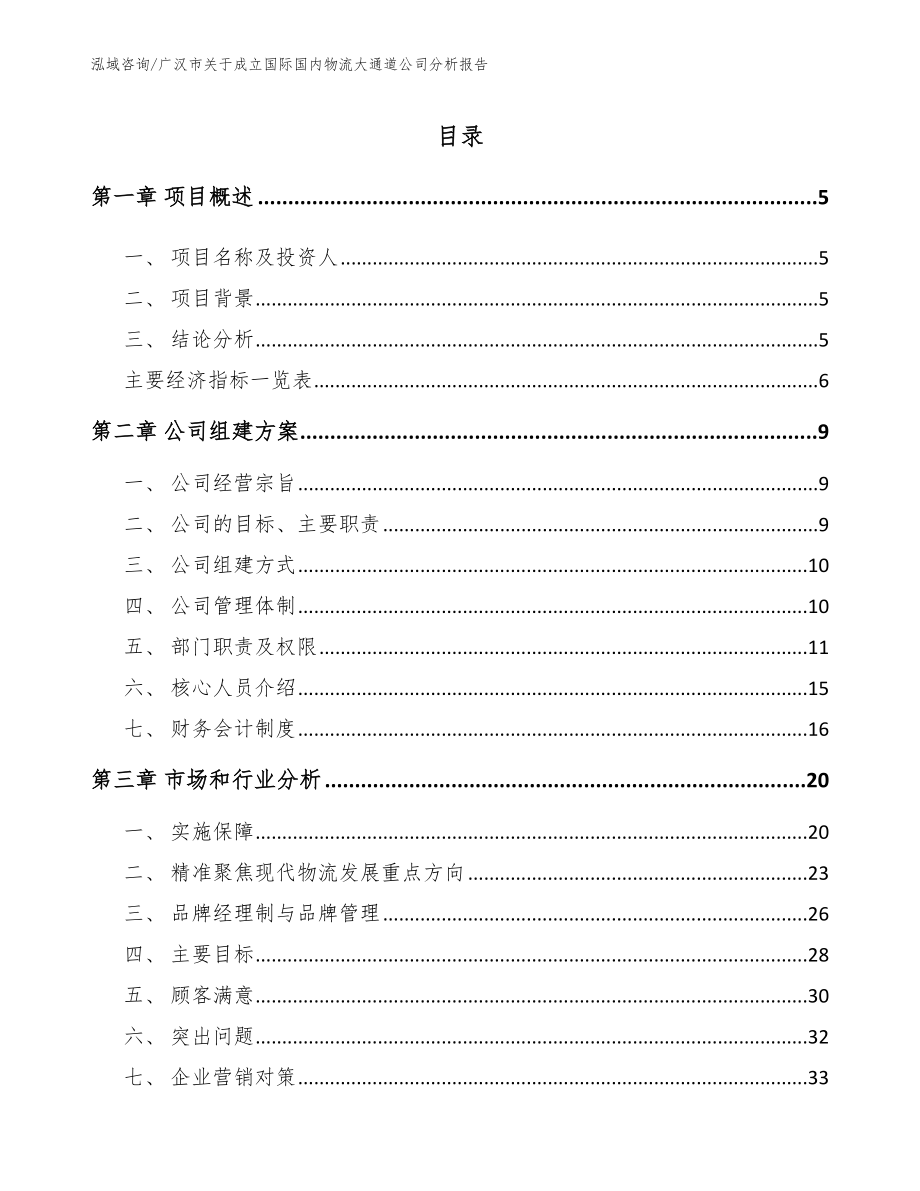 广汉市关于成立国际国内物流大通道公司分析报告模板范本_第1页