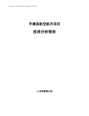 平塘县航空航天项目投资分析报告【模板】