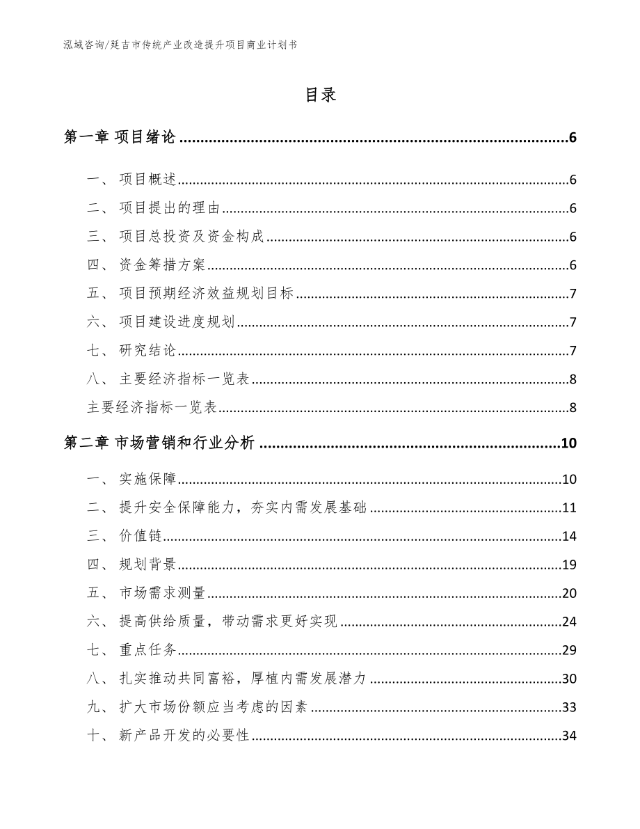 延吉市传统产业改造提升项目商业计划书_第1页