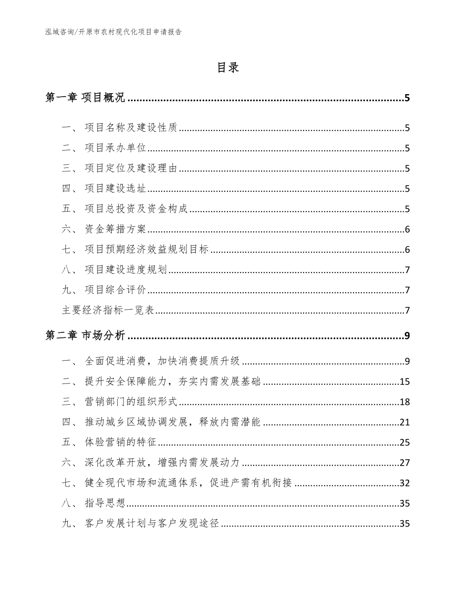 开原市农村现代化项目申请报告【模板范文】_第1页