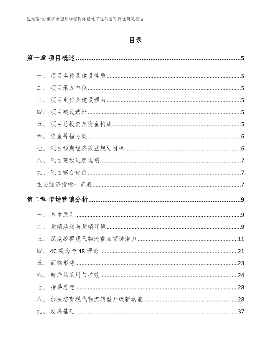 廉江市国际物流网络畅通工程项目可行性研究报告_第1页