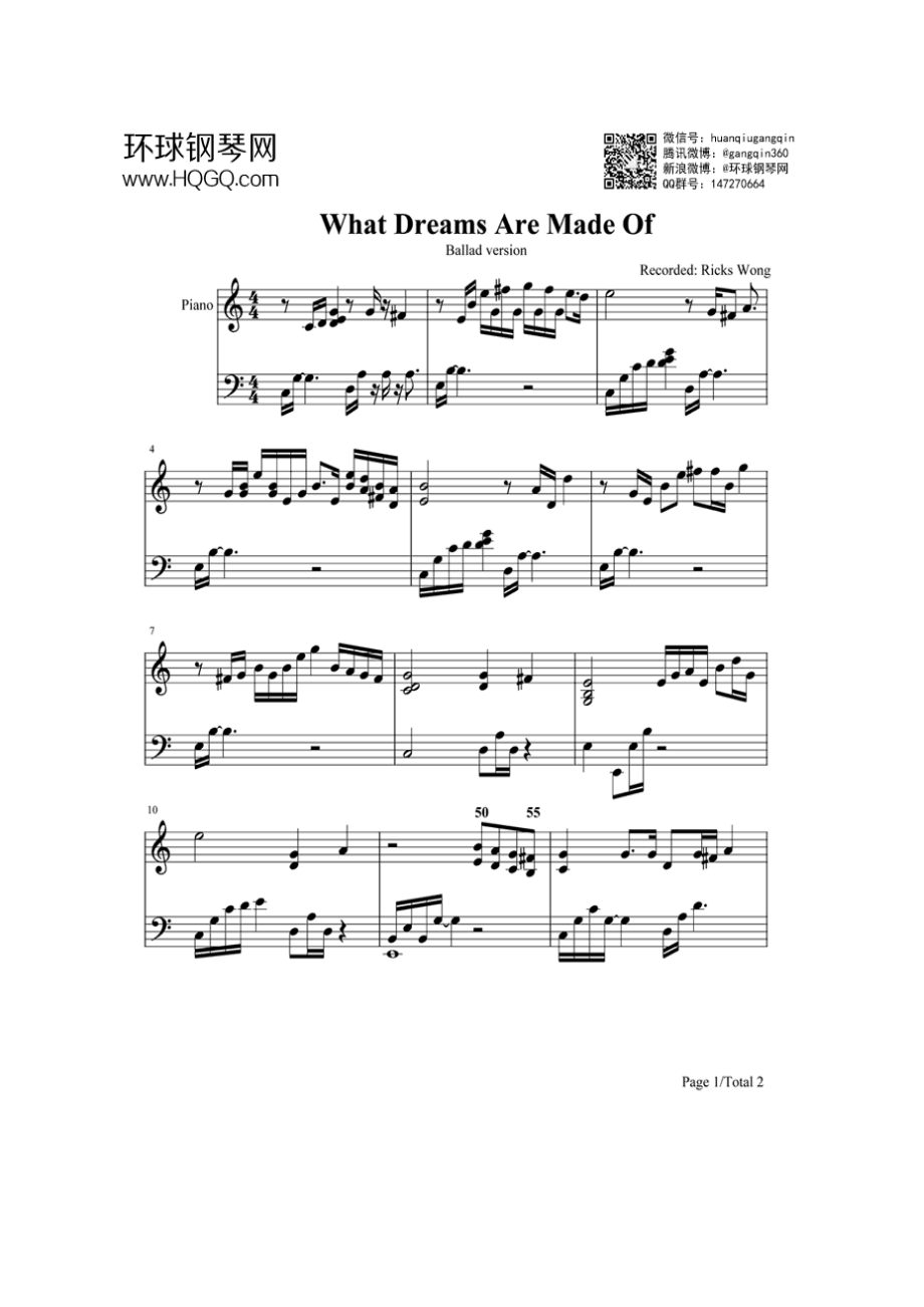 What Dreams Are Made Of 钢琴谱_第1页