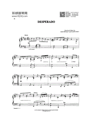DESPERADO（选自《77首Dan Coates 流行情调钢琴谱》） 钢琴谱