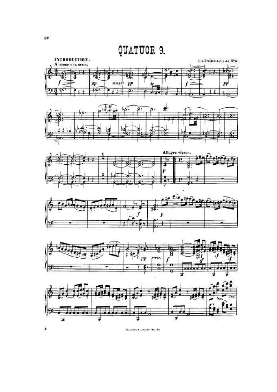 C大調第九弦樂四重奏 String Quartet No.9 in C Major Op.59 鋼琴譜1_第1頁
