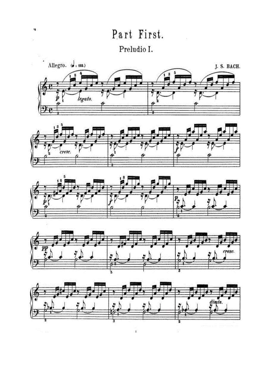巴赫《平均律钢琴曲集·第一卷》之前奏曲（NO.1） 钢琴谱_第1页