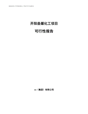 开阳县煤化工项目可行性报告参考模板