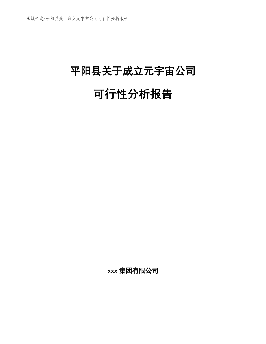 平阳县关于成立元宇宙公司可行性分析报告模板_第1页