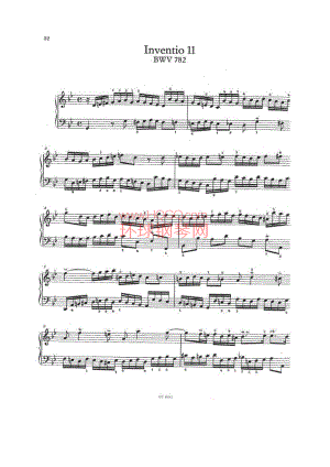 巴赫二部创意曲No.11 G小调BWV 782 钢琴谱