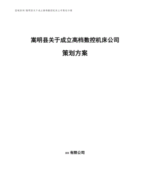 嵩明县关于成立高档数控机床公司策划方案【模板】