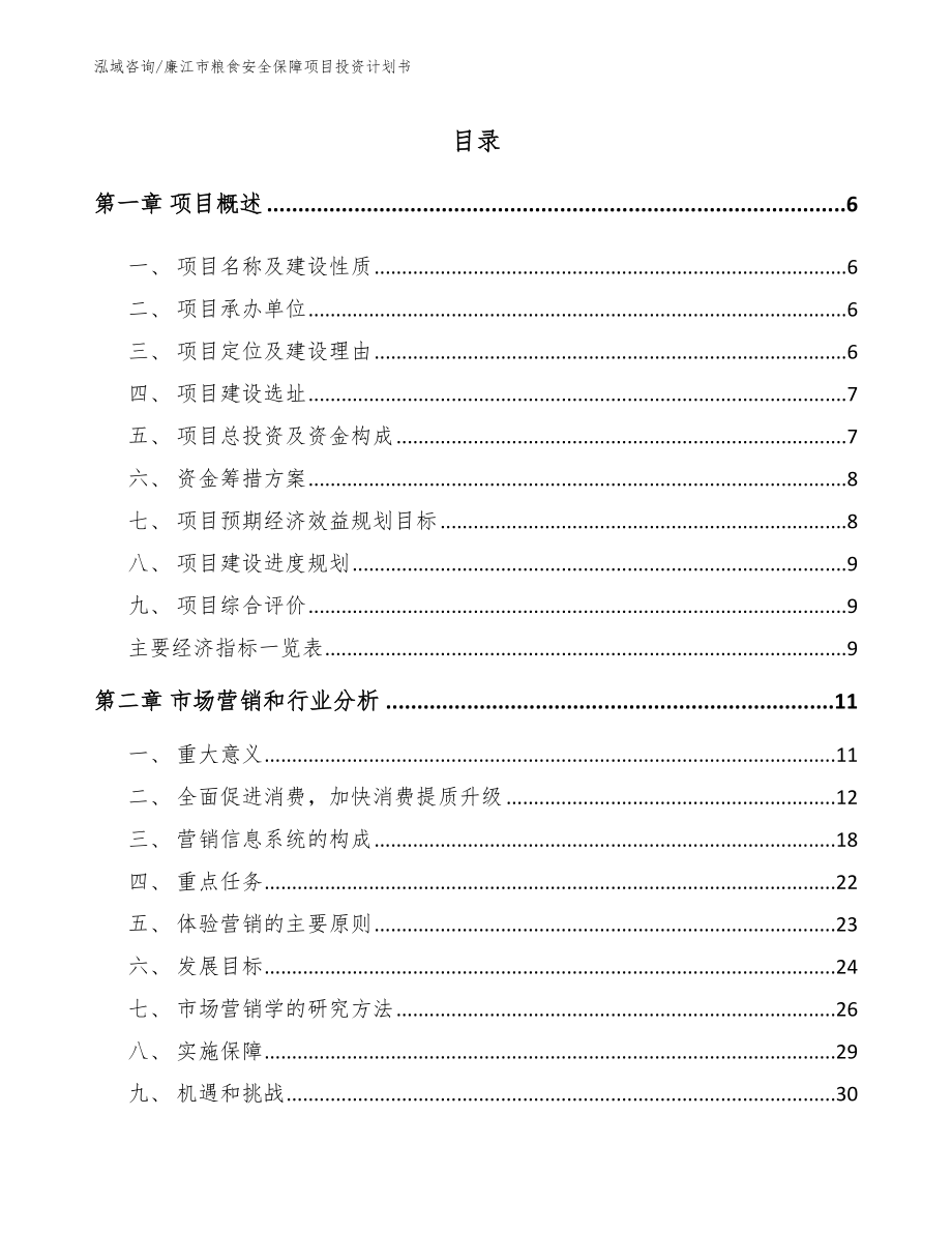 廉江市粮食安全保障项目投资计划书【参考模板】_第1页