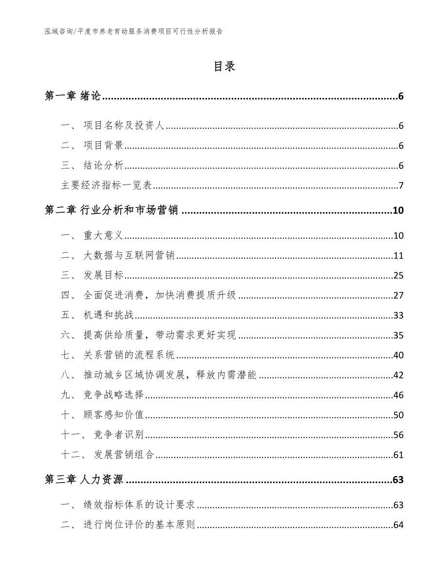 平度市养老育幼服务消费项目可行性分析报告_模板范本_第1页