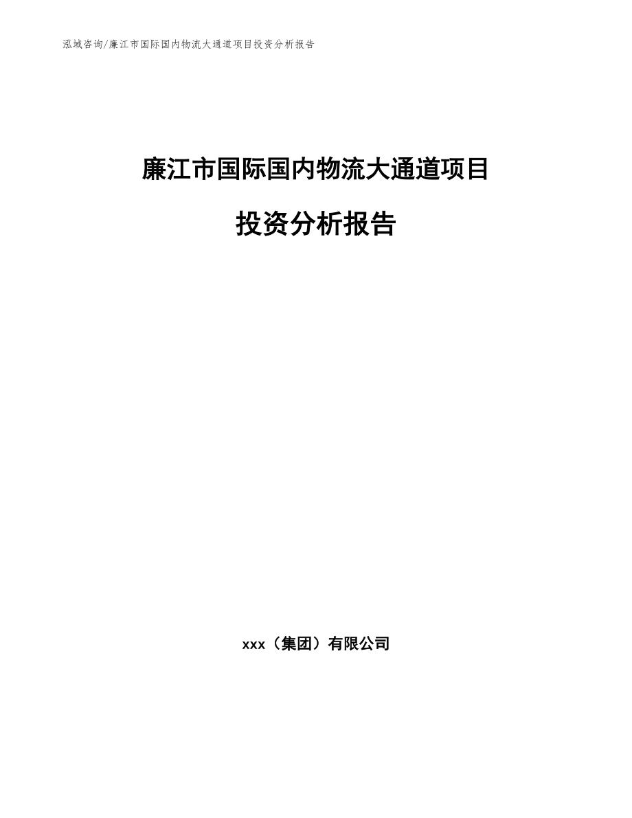 廉江市国际国内物流大通道项目投资分析报告_第1页