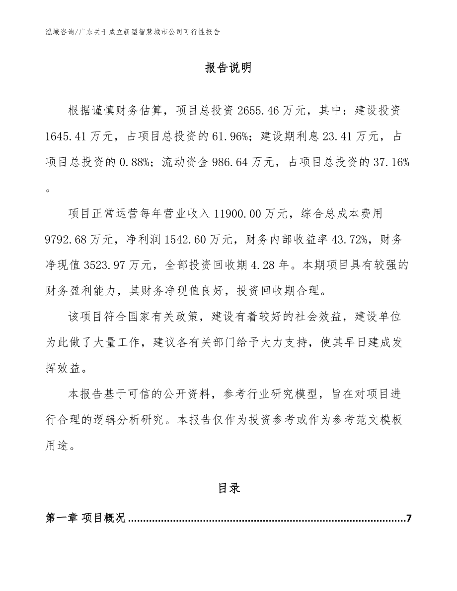 广东关于成立新型智慧城市公司可行性报告【范文模板】_第1页
