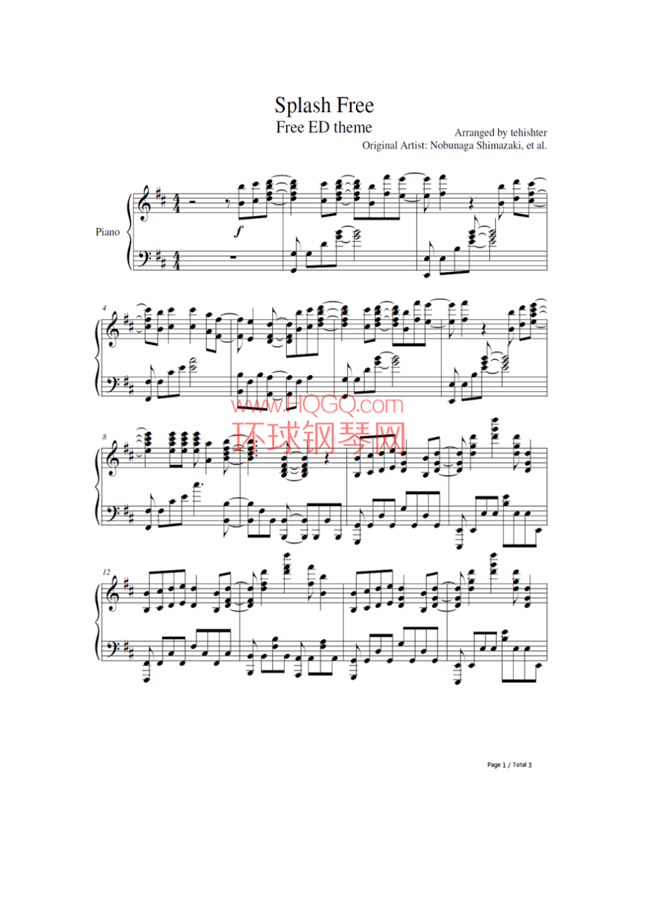 SPLASH FREE 钢琴谱_第1页