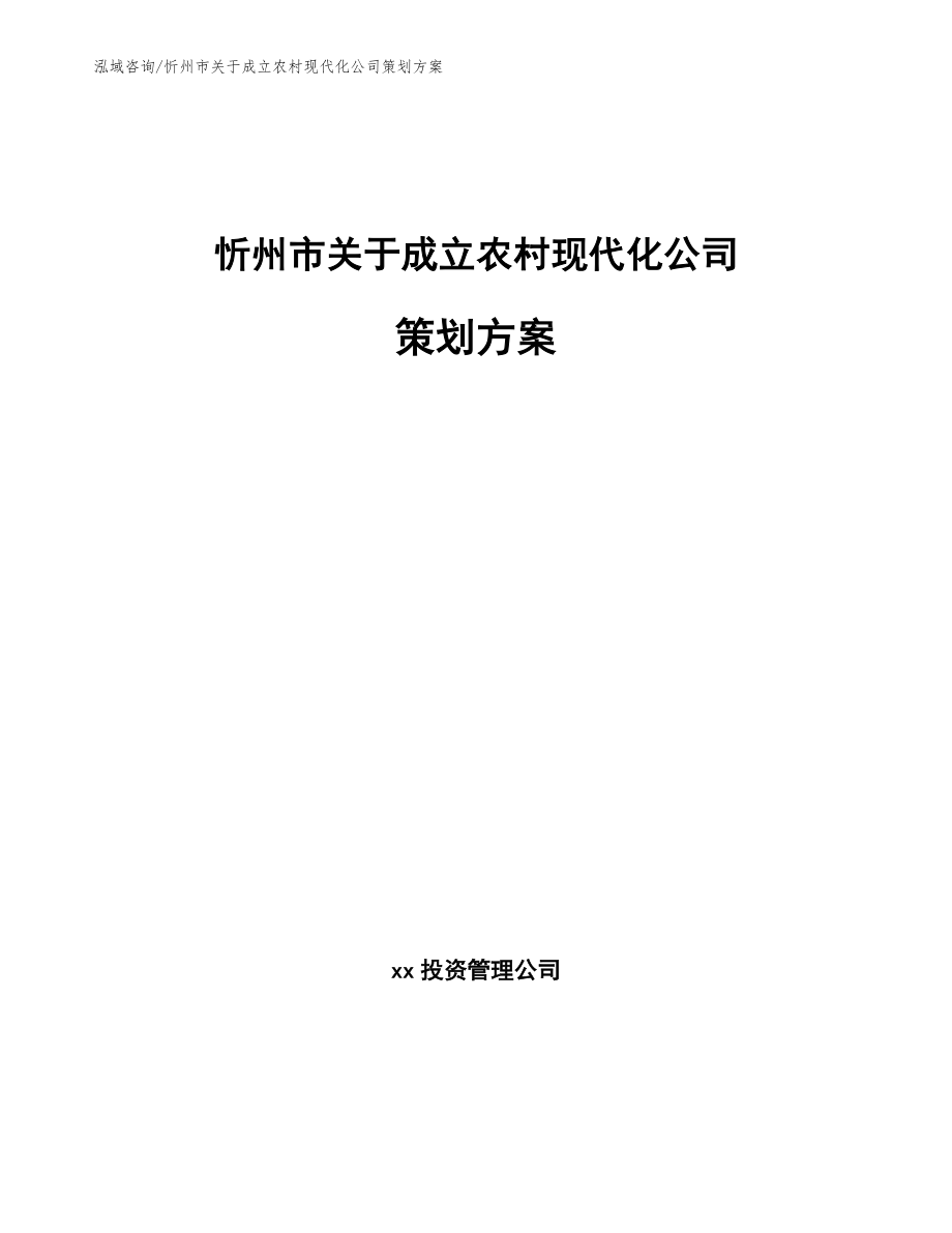 忻州市关于成立农村现代化公司策划方案_第1页