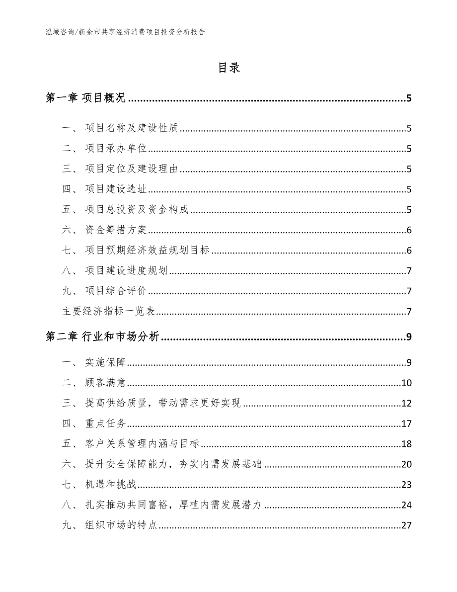 新余市共享经济消费项目投资分析报告_第1页