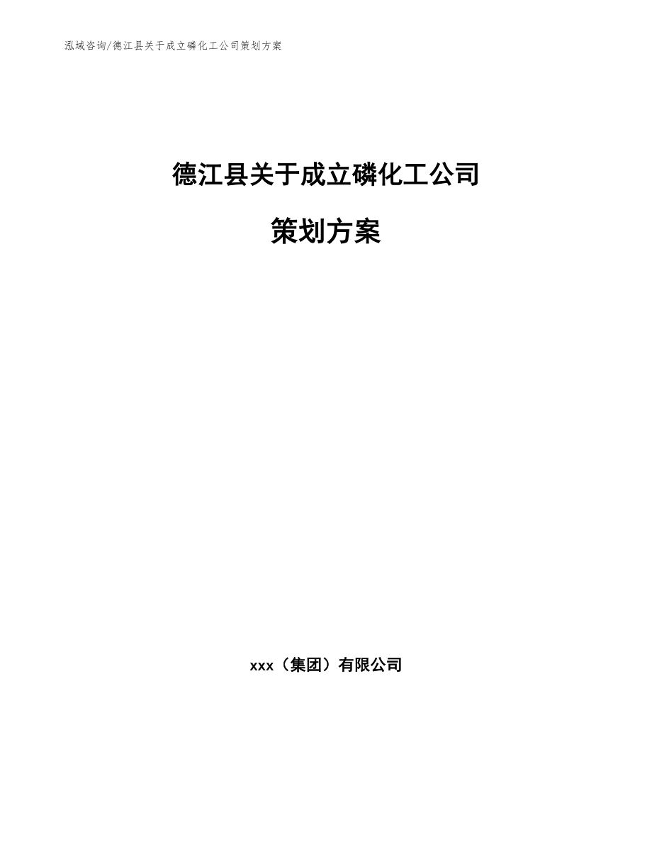 德江县关于成立磷化工公司策划方案_范文模板_第1页