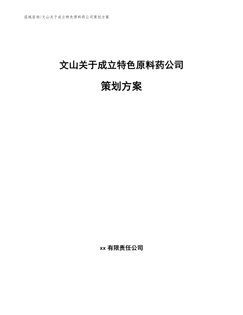 文山关于成立特色原料药公司策划方案_第1页