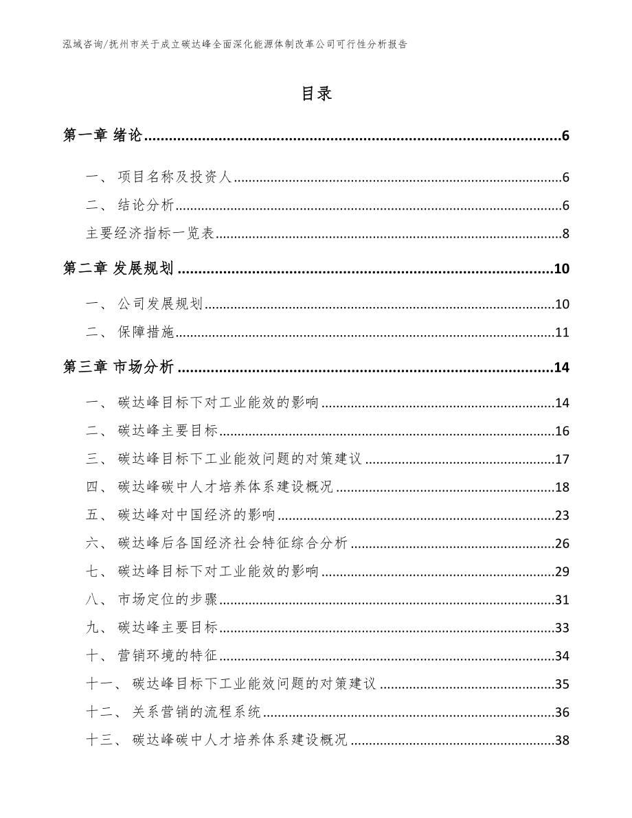 抚州市关于成立碳达峰全面深化能源体制改革公司可行性分析报告范文模板_第1页