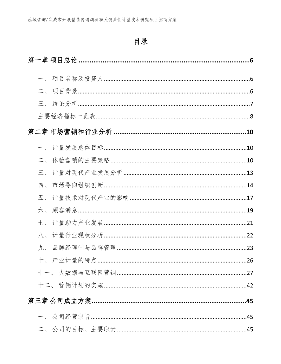 武威市开展量值传递溯源和关键共性计量技术研究项目招商方案【模板参考】_第1页