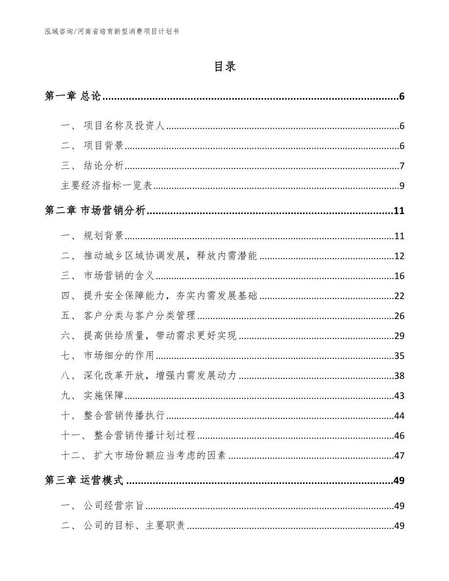 河南省培育新型消费项目计划书_第1页