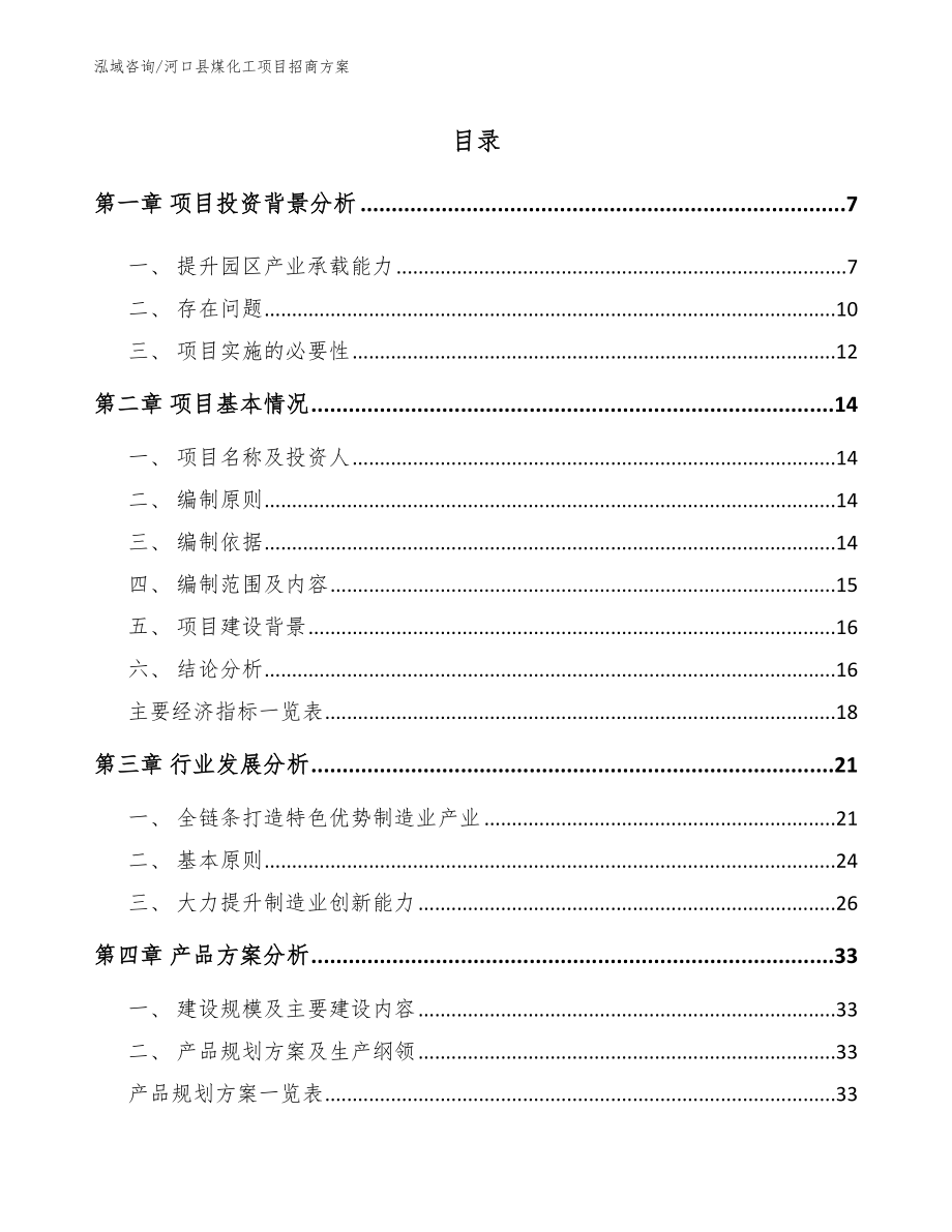 河口县煤化工项目招商方案【范文模板】_第1页