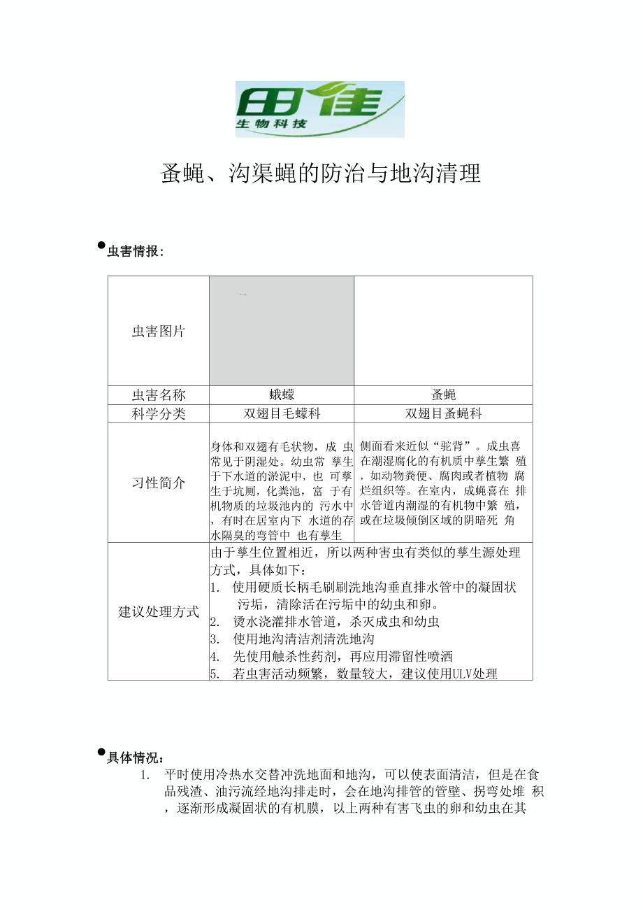 蚤蝇、沟渠蝇的防治与地沟清理_第1页