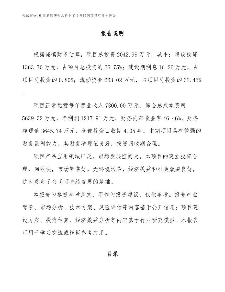 桃江县医药食品行业工业互联网项目可行性报告_第1页