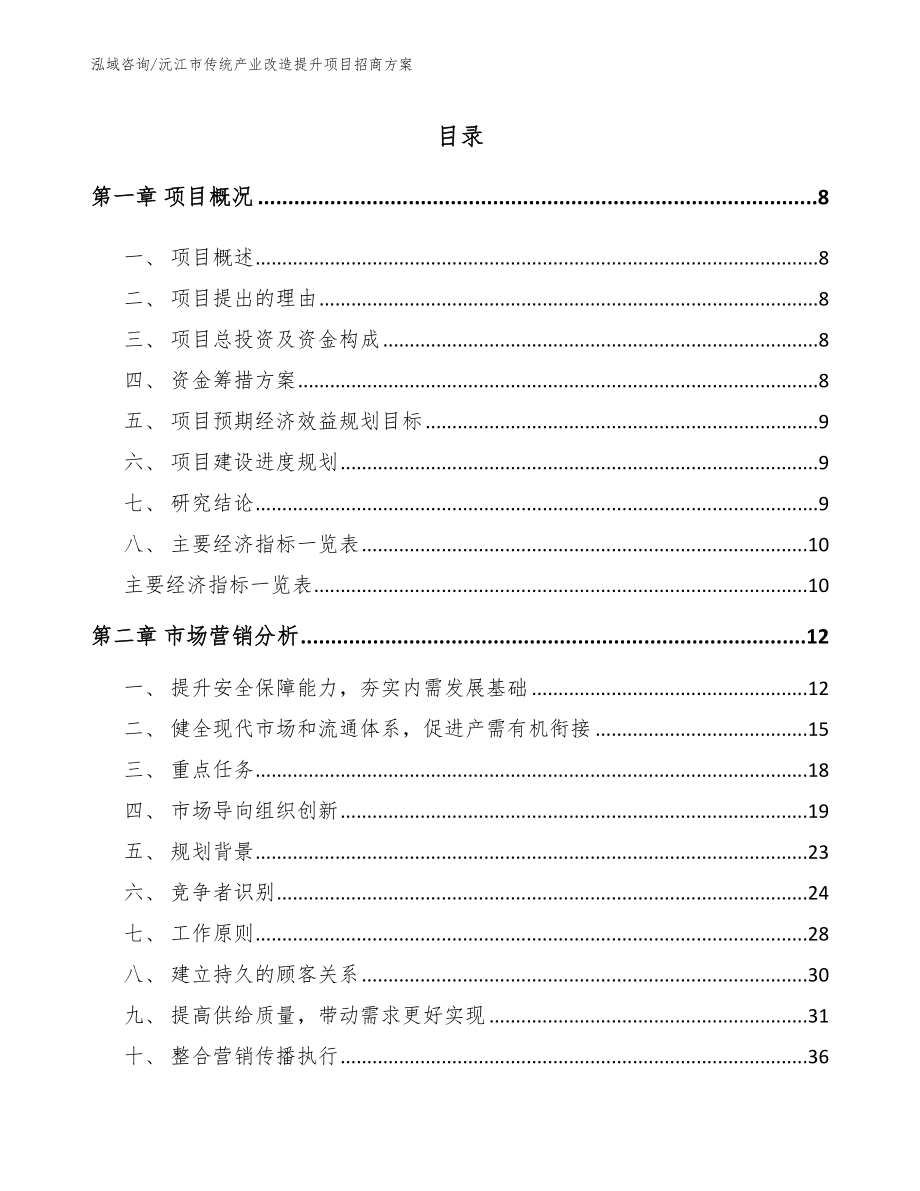 沅江市传统产业改造提升项目招商方案（范文模板）_第1页