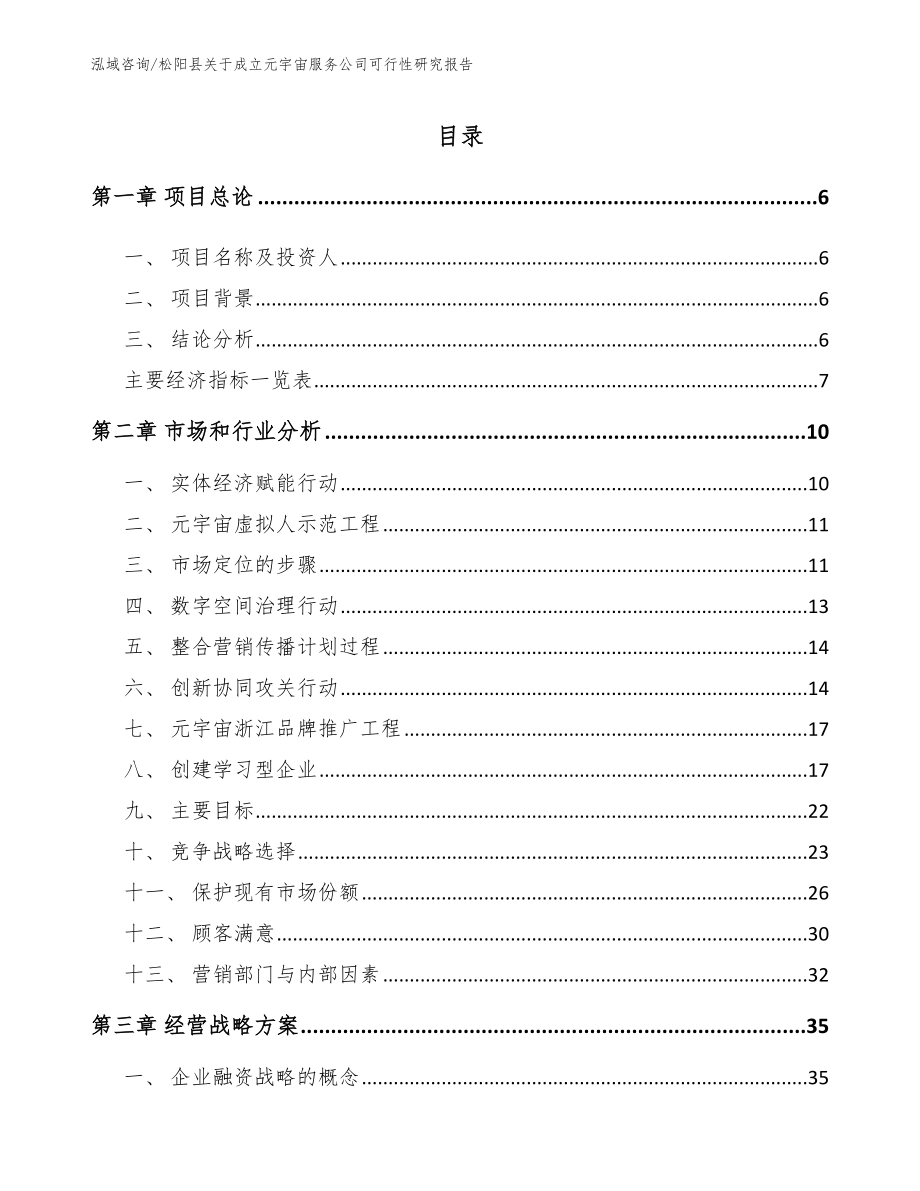松阳县关于成立元宇宙服务公司可行性研究报告_第1页