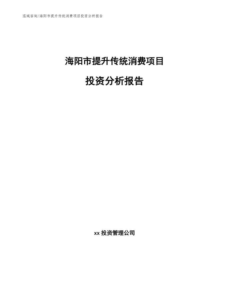 海阳市提升传统消费项目投资分析报告_第1页