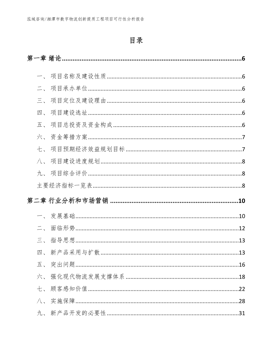 湘潭市数字物流创新提质工程项目可行性分析报告（范文参考）_第1页