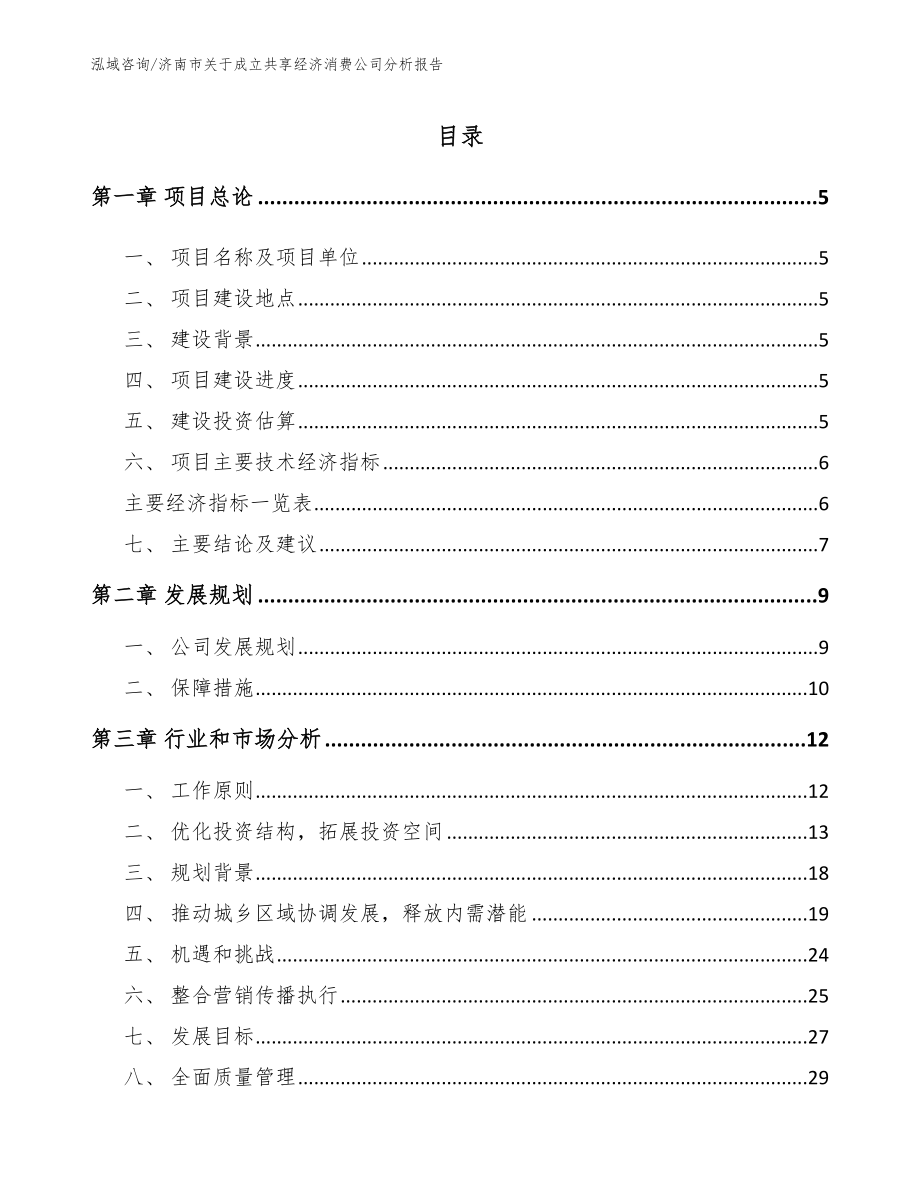 济南市关于成立共享经济消费公司分析报告【参考范文】_第1页