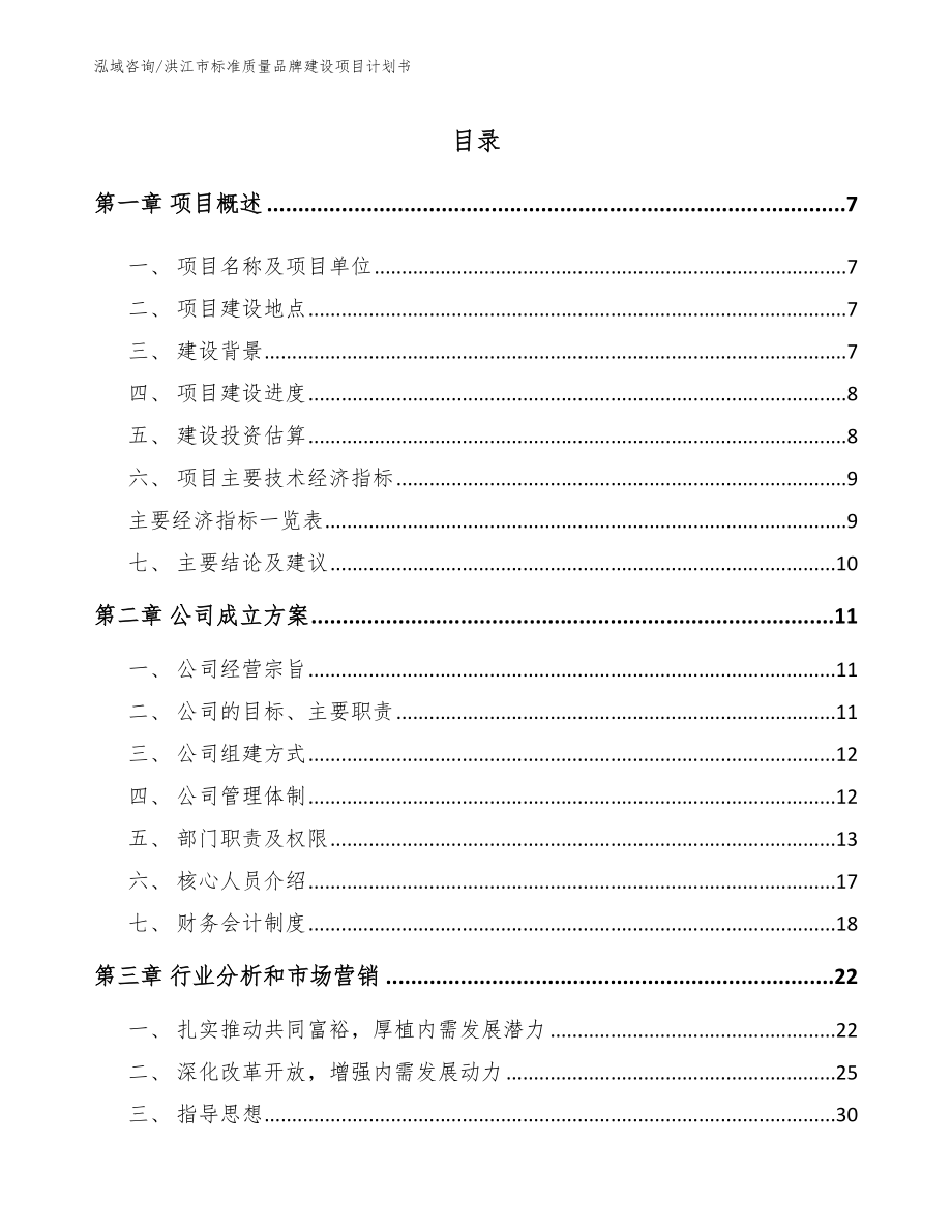 洪江市标准质量品牌建设项目计划书【模板范文】_第1页