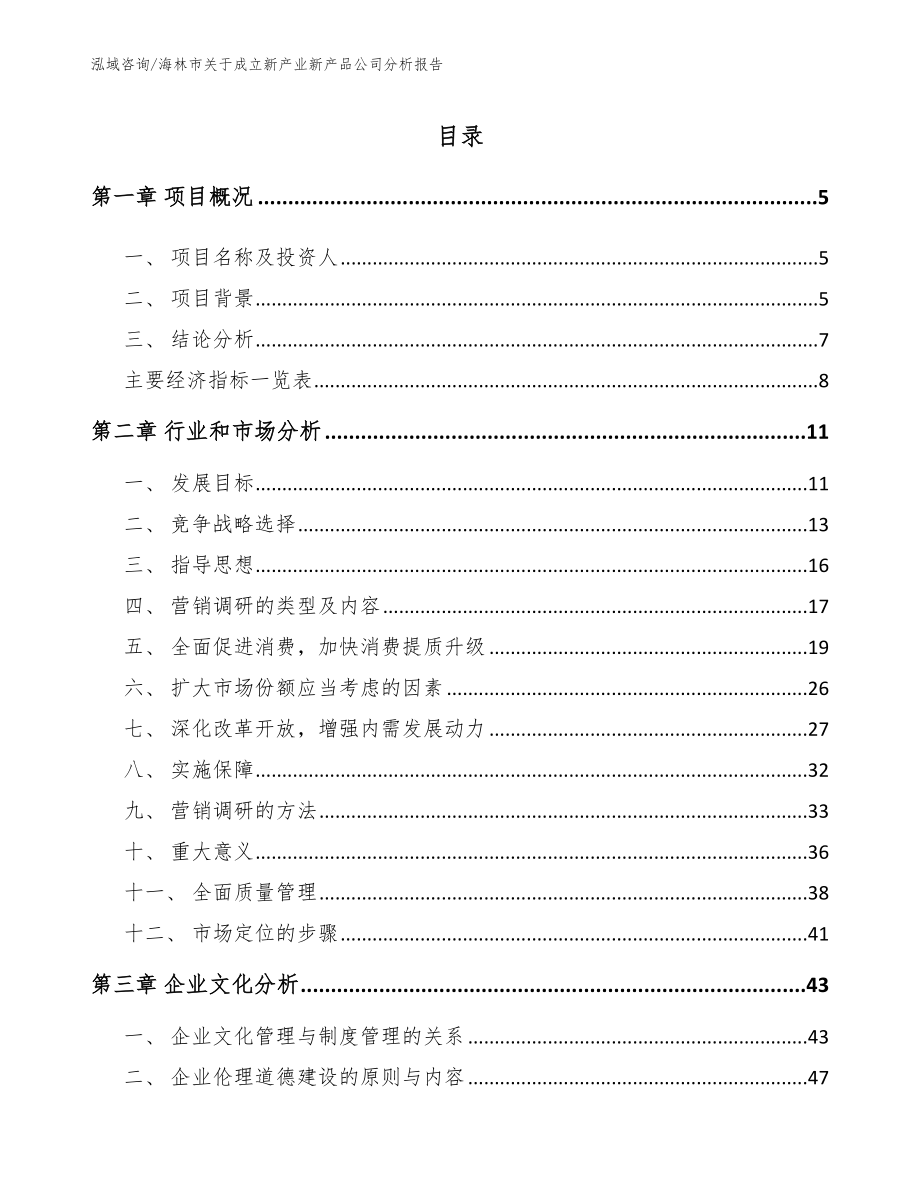 海林市关于成立新产业新产品公司分析报告_第1页