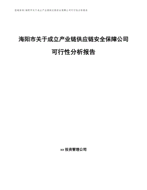 海阳市关于成立产业链供应链安全保障公司可行性分析报告参考范文