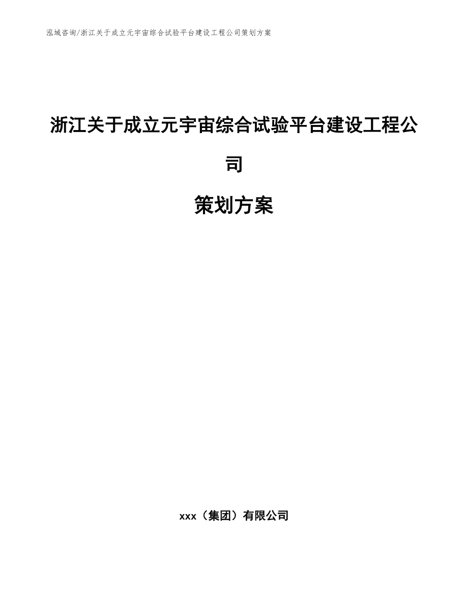 浙江关于成立元宇宙综合试验平台建设工程公司策划方案模板范文_第1页