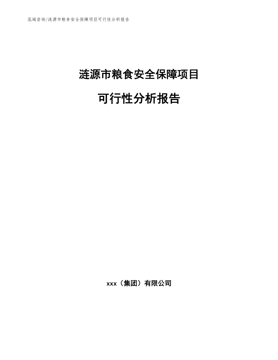 涟源市粮食安全保障项目可行性分析报告【模板范文】_第1页