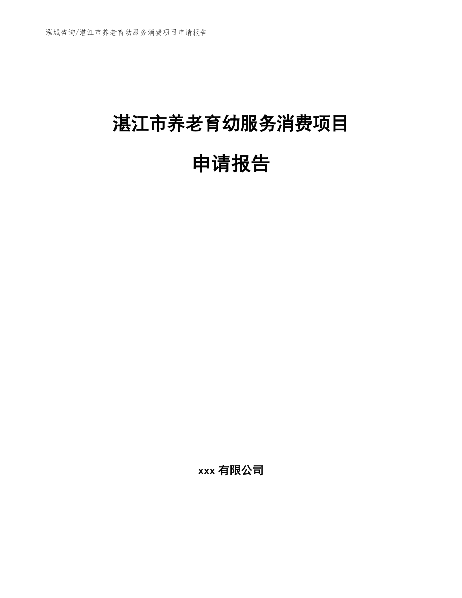 湛江市养老育幼服务消费项目申请报告模板范本_第1页