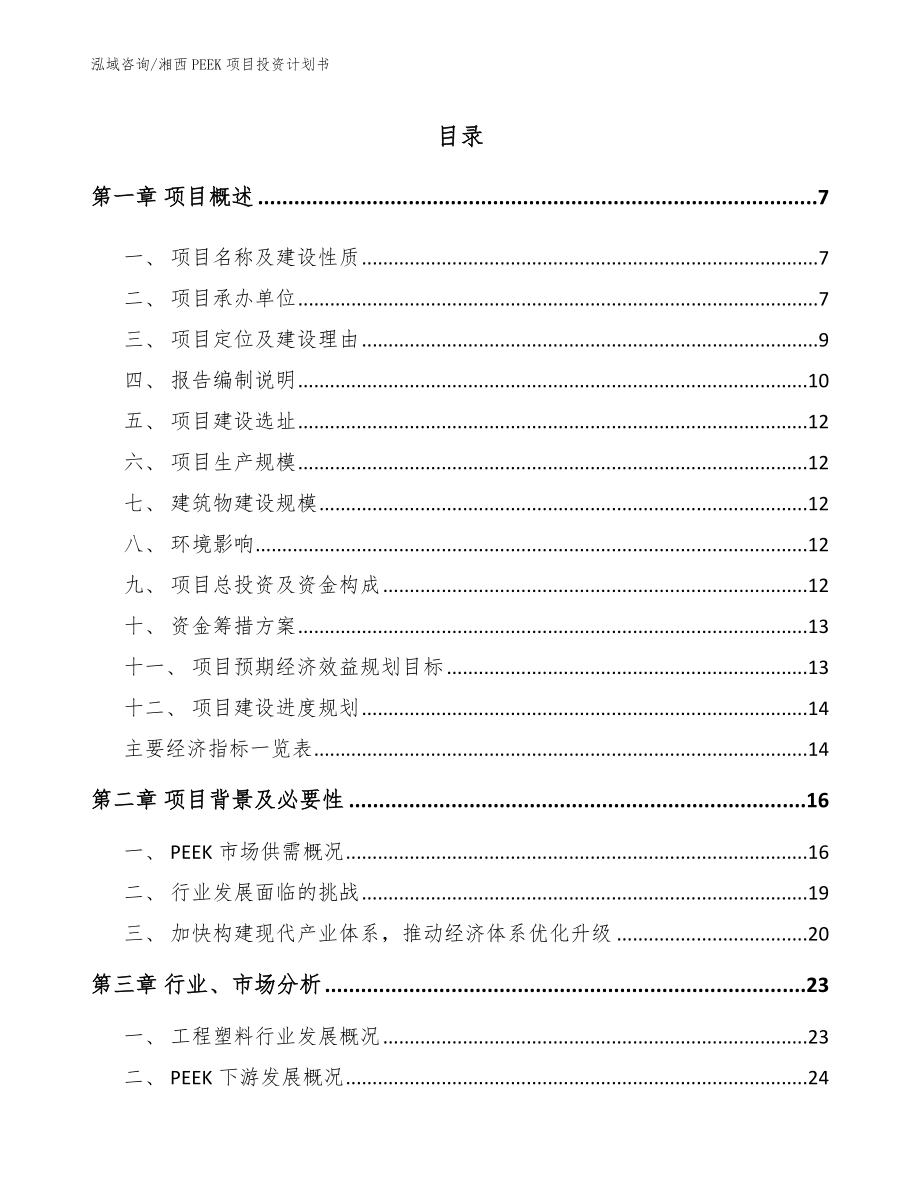 湘西PEEK项目投资计划书_第1页