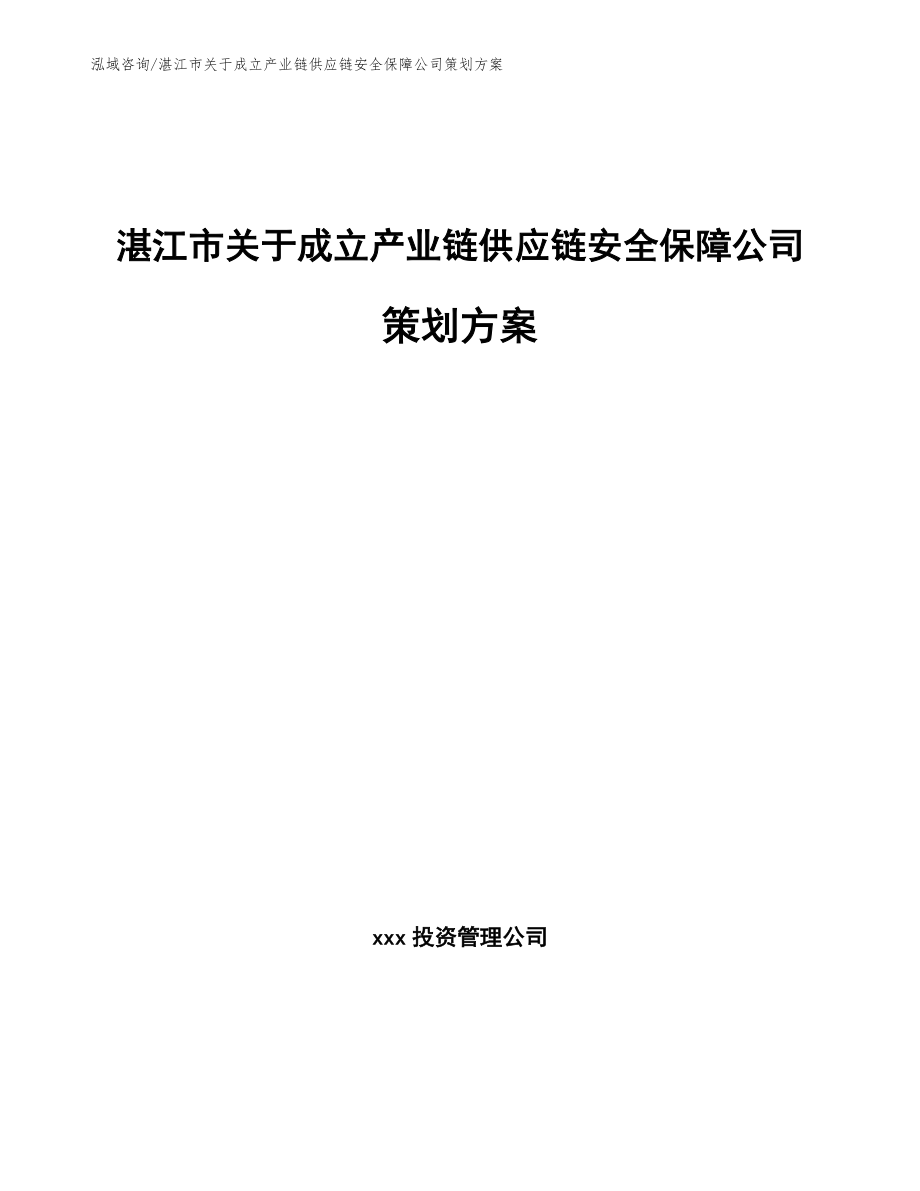 湛江市关于成立产业链供应链安全保障公司策划方案参考范文_第1页