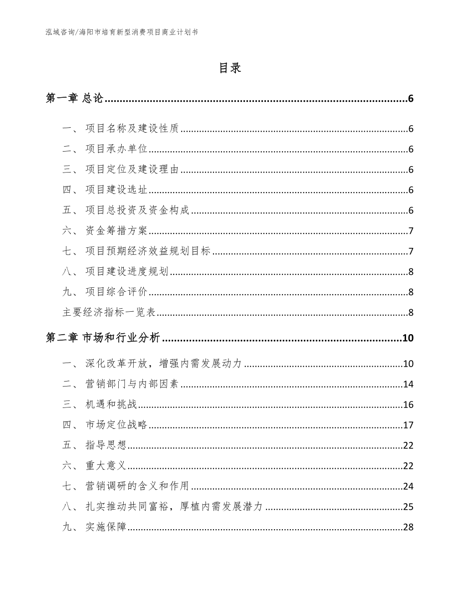 海阳市培育新型消费项目商业计划书（参考模板）_第1页